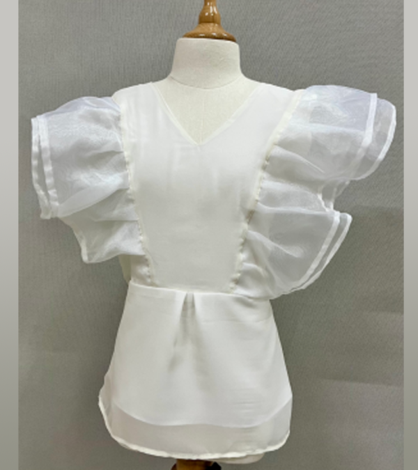 White frill organza top